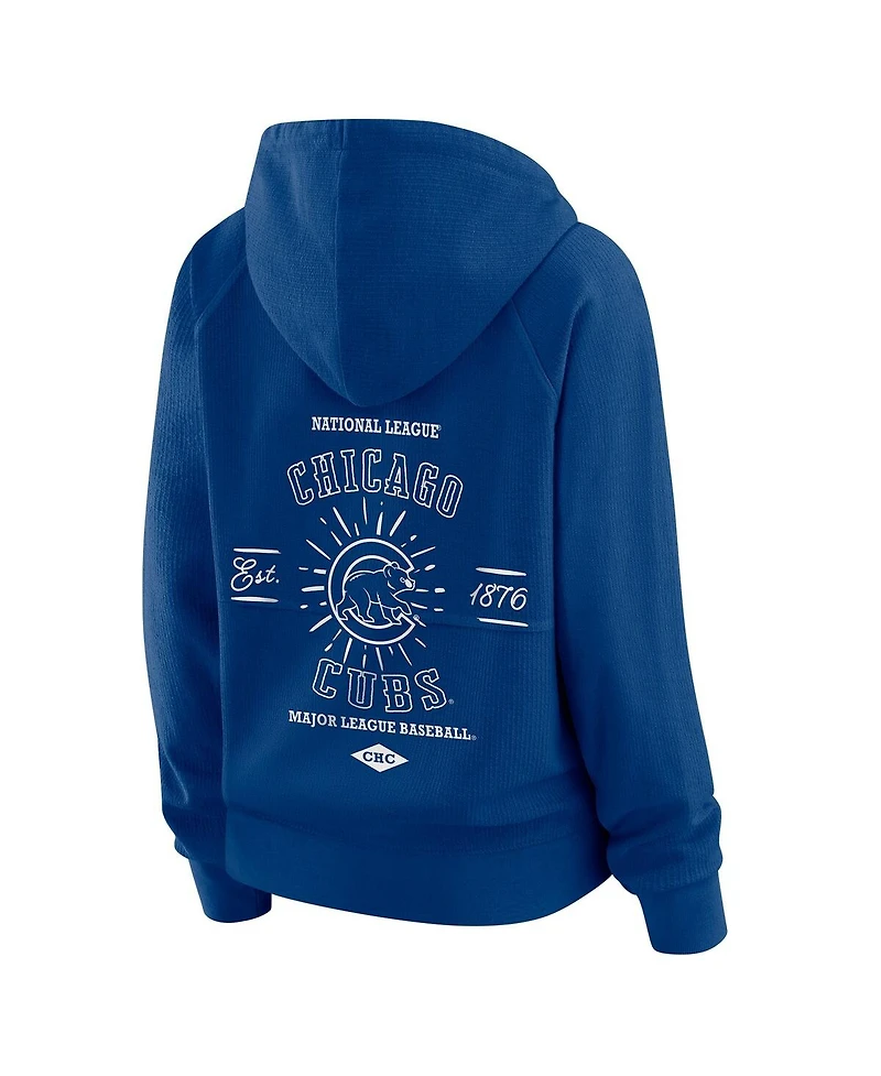 Wear by Erin Andrews Women's Royal Chicago Cubs Vintage Full-Zip Raglan Hoodie