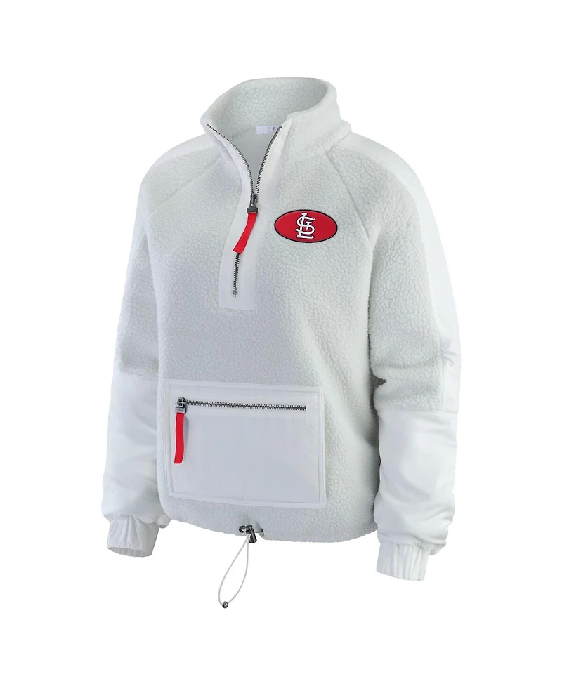 Wear by Erin Andrews Women's Gray St. Louis Cardinals Polar Fleece Quarter-Zip Jacket