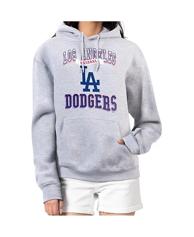 G-iii 4Her by Carl Banks Women's Heather Gray Los Angeles Dodgers Team Logo Graphic Fleece Pullover Hoodie