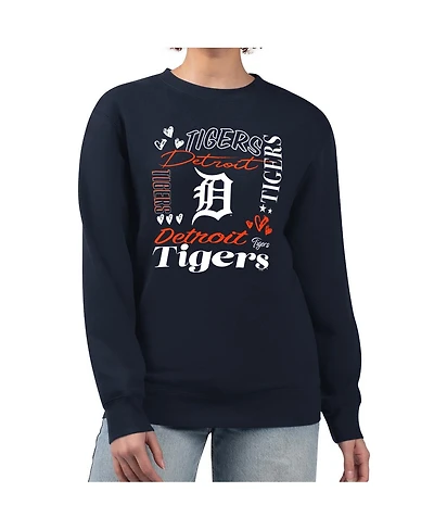 G-iii 4Her by Carl Banks Women's Navy Detroit Tigers Collage Team Graphic Fleece Pullover Hoodie