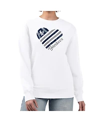 G-iii 4Her by Carl Banks Women's White New York Yankees Heart Logo Fleece Pullover Sweatshirt