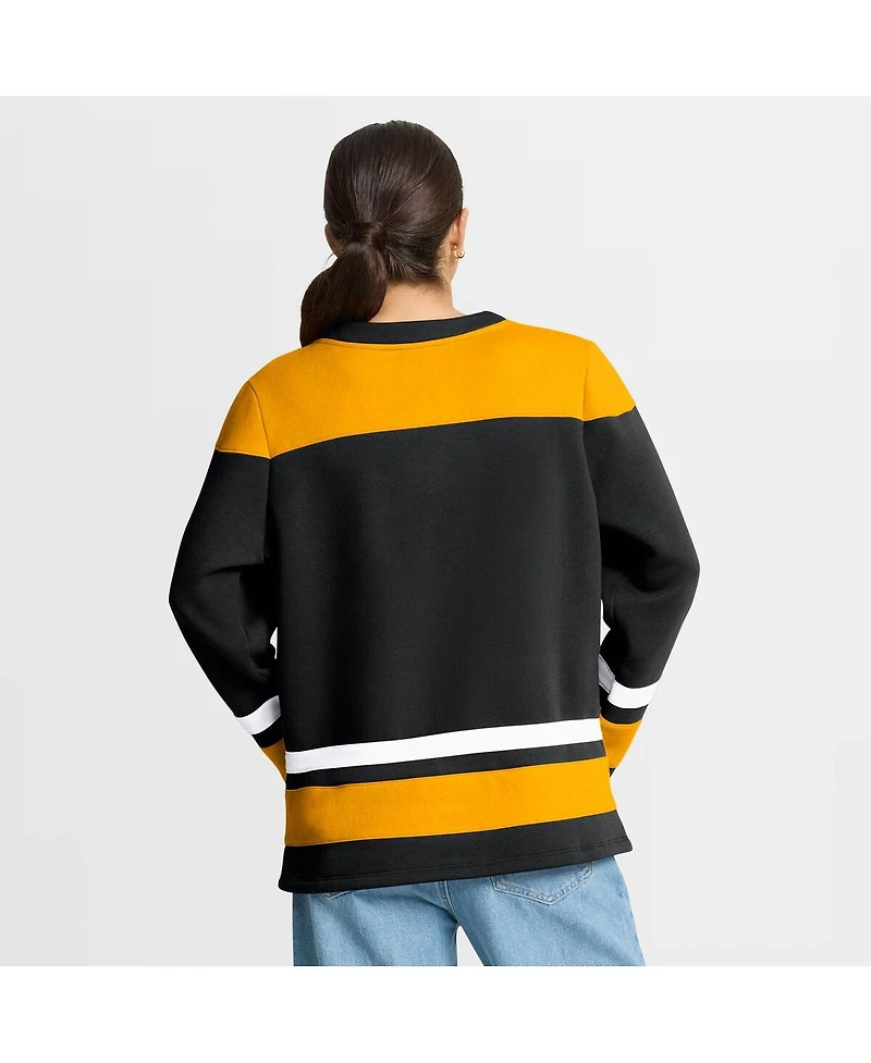 Fanatics Women's Black/Yellow Pittsburgh Penguins Icing Long Sleeve Lace Up Sweatshirt