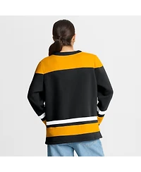 Fanatics Women's Black/Yellow Pittsburgh Penguins Icing Long Sleeve Lace Up Sweatshirt