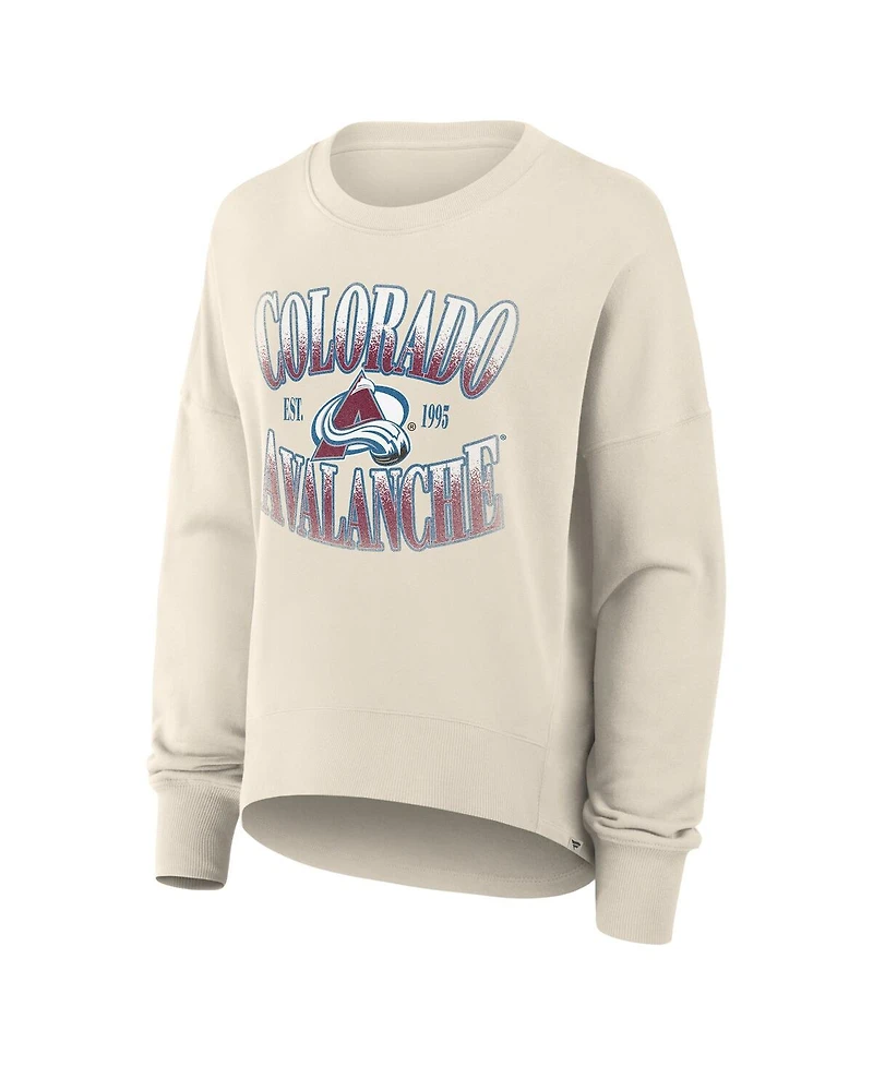 Fanatics Women's Cream Colorado Avalanche Oversized Slice Pullover Sweatshirt