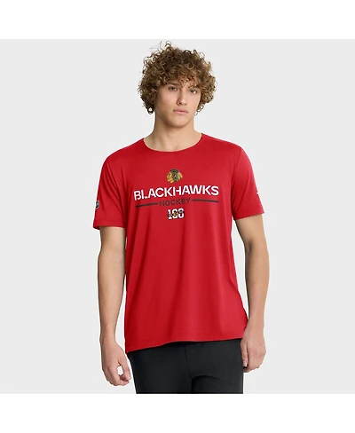 Fanatics Men's Red Chicago Blackhawks Authentic Pro Centennial Rink Tech T-Shirt