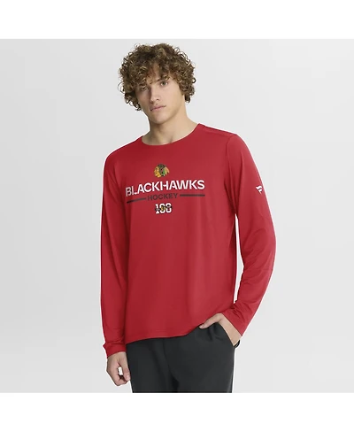 Fanatics Men's Red Chicago Blackhawks Authentic Pro Centennial Rink Tech Long Sleeve T-Shirt