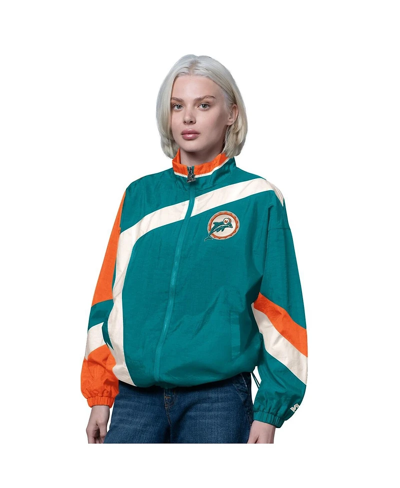 Starter Women's Aqua/Orange Miami Dolphins Vintage 1st Quarter Full-Zip Windbreaker
