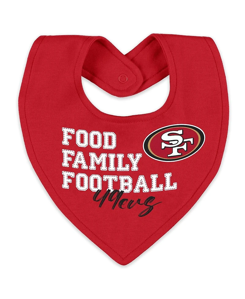 Wear by Erin Andrews Baby Boys and Girls Newborn San Francisco 49ers Sleep and Play Full-Zip Sleeper Bib Set