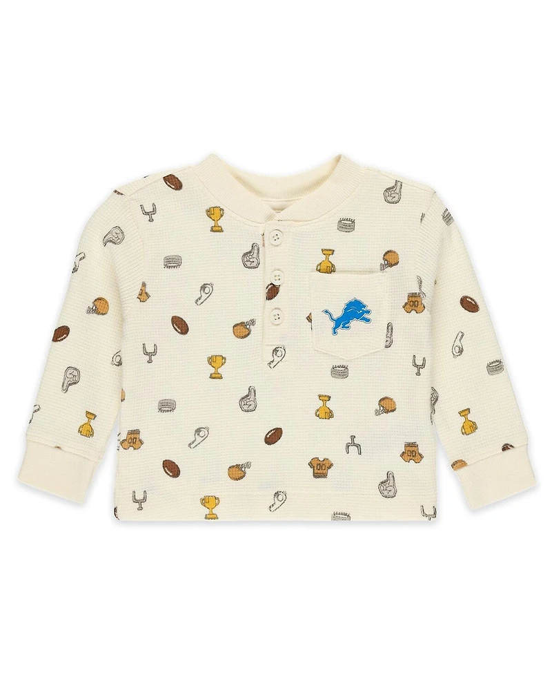 Wear by Erin Andrews Baby Boys and Girls 2-Piece Cream Detroit Lions Waffle-Knit Sleep Set