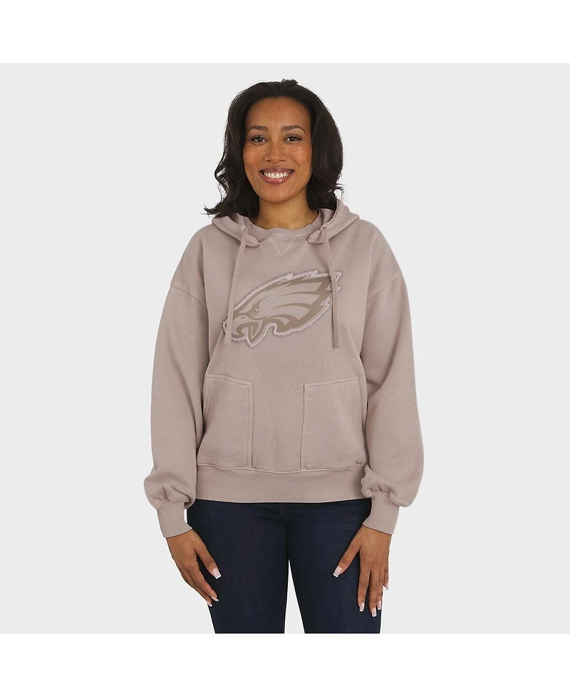 Wear by Erin Andrews Women's Tan Philadelphia Eagles Washed Pullover Crewdie