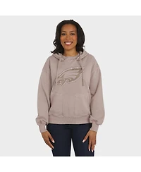 Wear by Erin Andrews Women's Tan Philadelphia Eagles Washed Pullover Crewdie