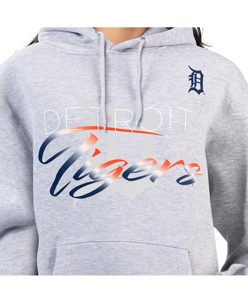 G-iii 4Her by Carl Banks Women's Heather Gray Detroit Tigers Shadow Logo Graphic Pullover Hoodie