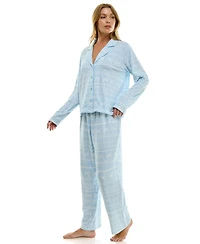 Sincerely Jules Women's Long Sleeve Top and Bottom 2-Piece Notch Collar Set