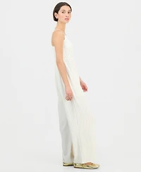 Sincerely Jules Juniors' Crochet-Bust Sleeveless Jumpsuit