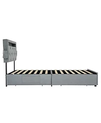Streamdale Furniture Twin Bed Frame with Usb Charging, Led Lights, Headboard, & Storage Drawers