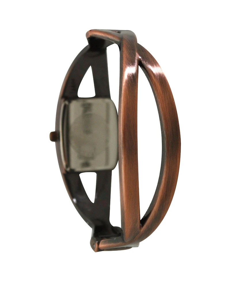 Olivia Pratt Bronze Rhinestones And Pearl Tone Bangle Watch