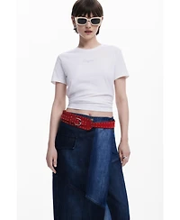 Desigual Women's Crossed denim midi skirt