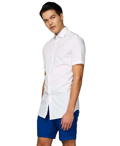 OppoSuits Men's Shirt Short Sleeve White Knight