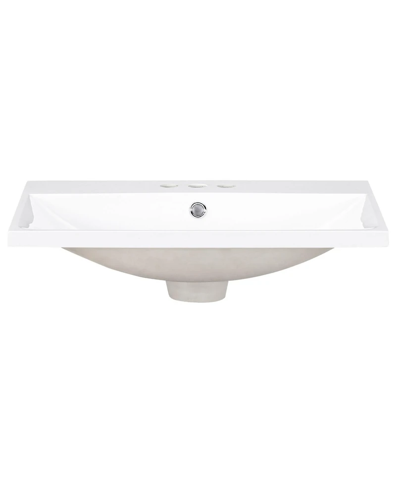 Casainc 24" Bathroom Vanity Top Only with Basin, 3-Faucet Holes, 4" Faucet Compatible, Ceramic