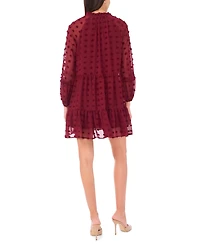 Msk Women's Long Sleeve V-Neck Tiered Babydoll Dress