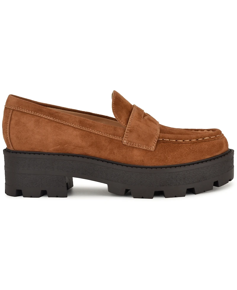 Nine West Women's Keram Chunky Lug Sole Penny Loafers