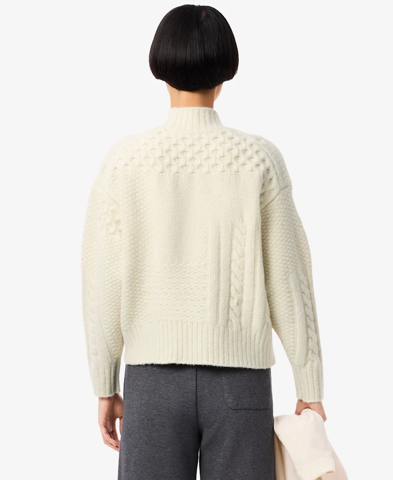 Lacoste Usa Women's Mock Neck Knit Sweater