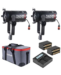 Aputure Ls 60x 60W Bi-Color Adjustable Focusing Led Light, 2-Pack, 2x Np-F970 Batteries + Compact Smart Charger Kit