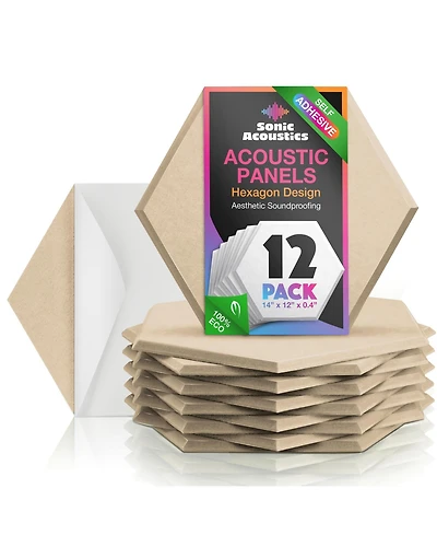 Sonic Acoustics Acoustic Panels 12-Pack Soundproof Wall Panels Sound Absorbing Hexagon Panels