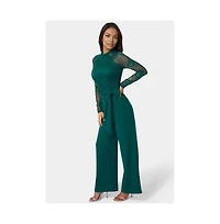 Bebe Women's Lace and Bodice Straight Leg Jumpsuit