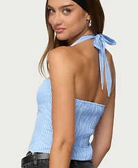 Edikted Women's Caitie Striped Buckle Halter Top