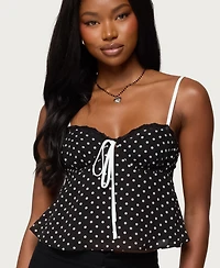 Edikted Women's Contrast Polka Dot Cupped Chiffon Top