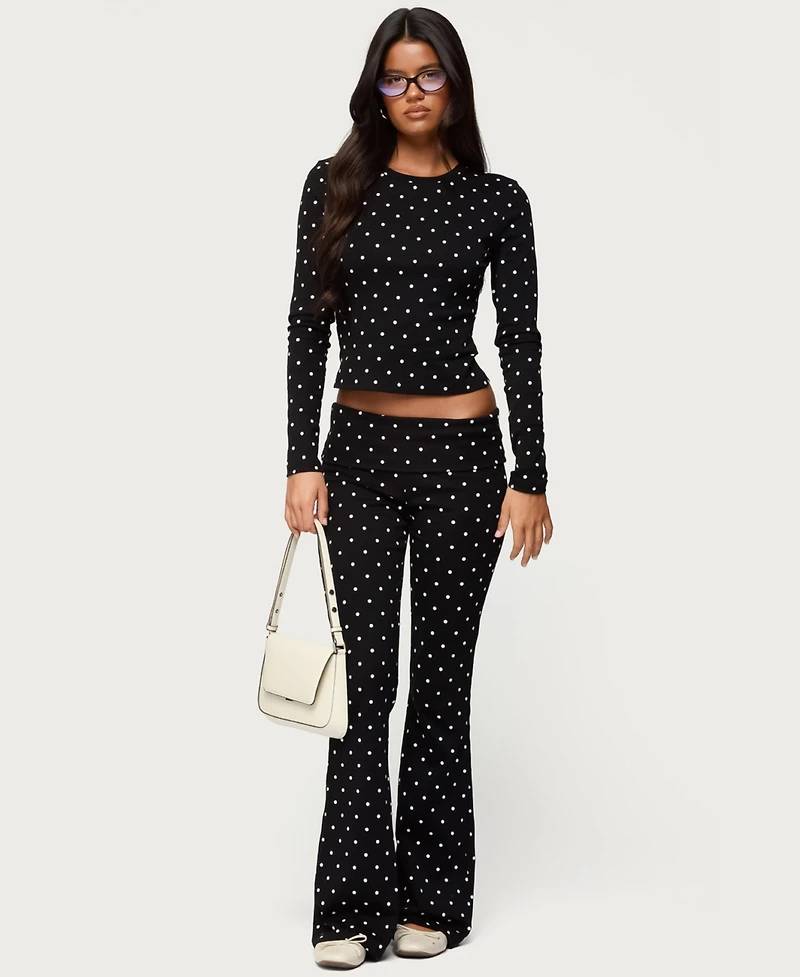 Edikted Women's Daliya Polka Dot Long Sleeve Top