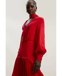 Karen Millen Jersey Ponte Georgette Mix Midi Dress