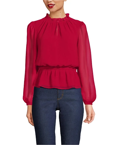 Lands' End Women's Chiffon Peplum Top
