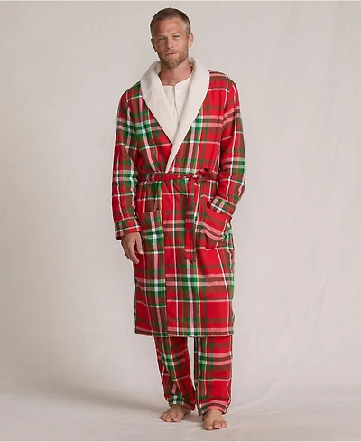 Lands' End Men's High Pile Fleece Lined Flannel Robe