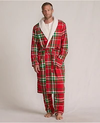 Lands' End Men's High Pile Fleece Lined Flannel Robe