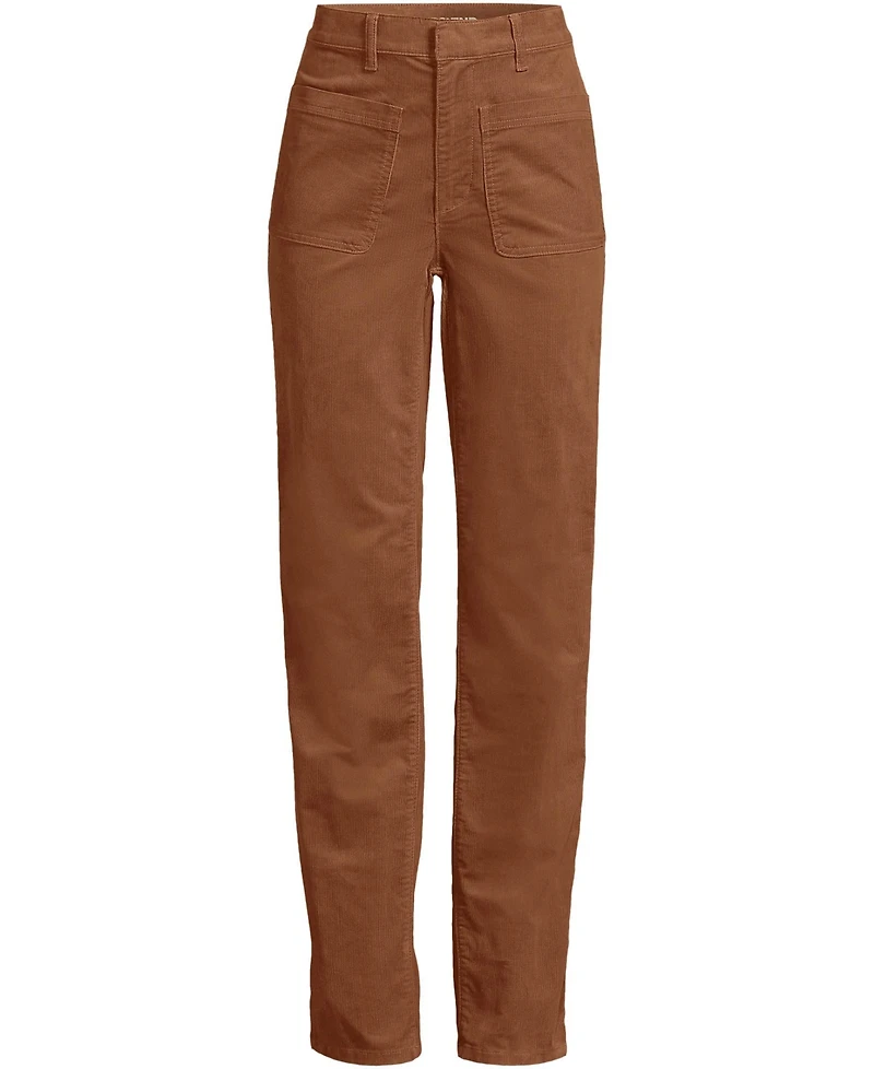 Lands' End Women's Tall Corduroy High Rise Rail Straight Leg Pants