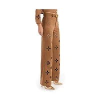 The Noli Shop Women's Kaia Suede High Rise Jean - Cognac