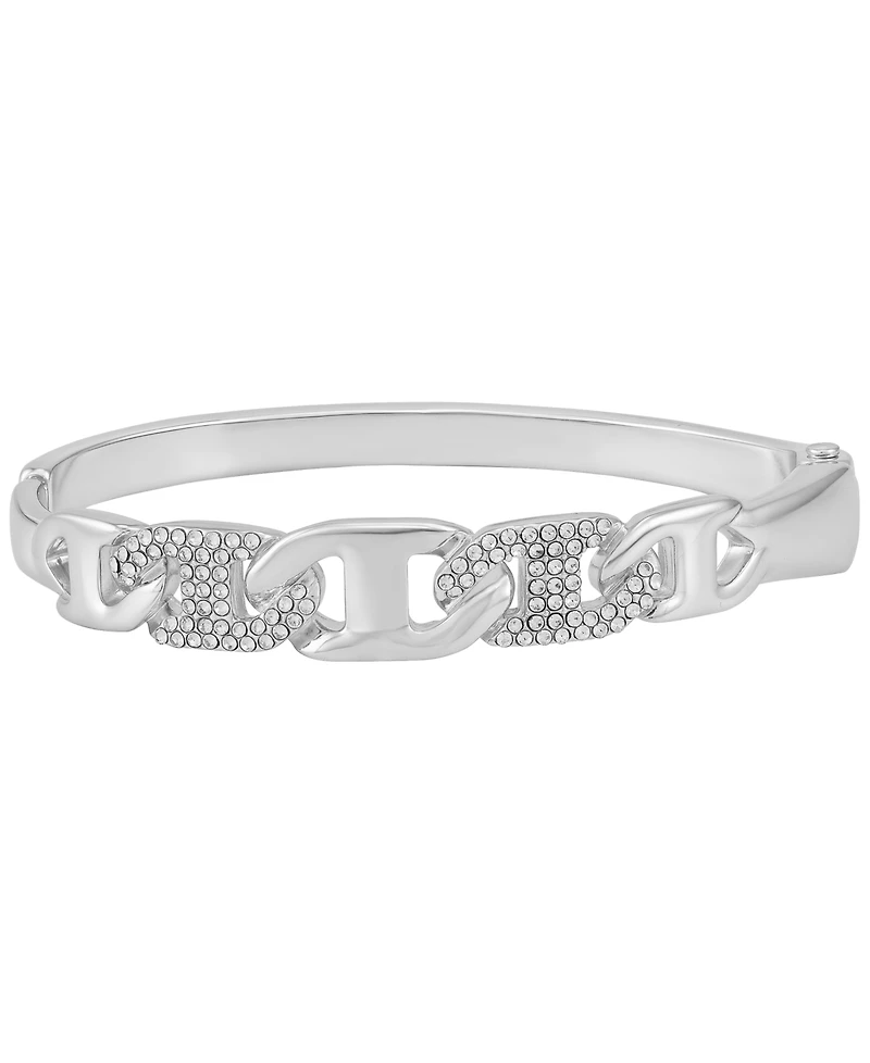 Guess Glass Stone Chain Link Silver-Tone Bangle Bracelet (Also Gold-Tone)