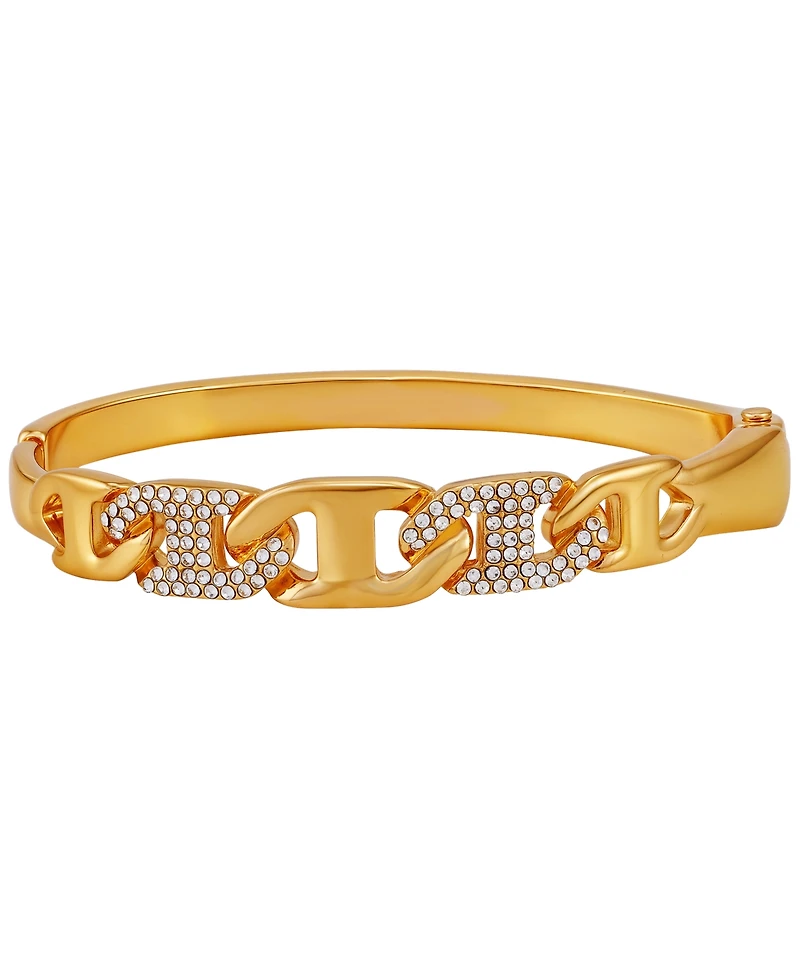 Guess Glass Stone Chain Link Silver-Tone Bangle Bracelet (Also Gold-Tone)