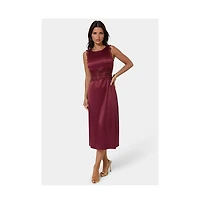 Bebe Women's Satin Lace Insert Midi Dress