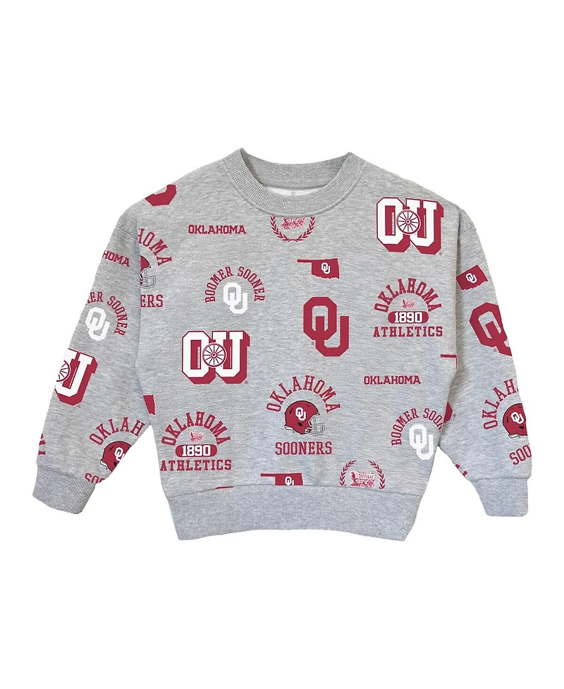 Gameday Couture Big Girls Gray Oklahoma Sooners Always on Repeat Pullover Sweatshirt