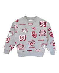 Gameday Couture Big Girls Gray Oklahoma Sooners Always on Repeat Pullover Sweatshirt