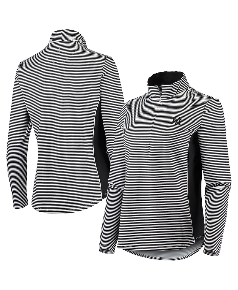 Tommy Bahama Women's Black New York Yankees Aubrey Stripe Block IslandZone Half-Zip Jacket