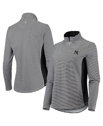 Tommy Bahama Women's Black New York Yankees Aubrey Stripe Block IslandZone Half-Zip Jacket