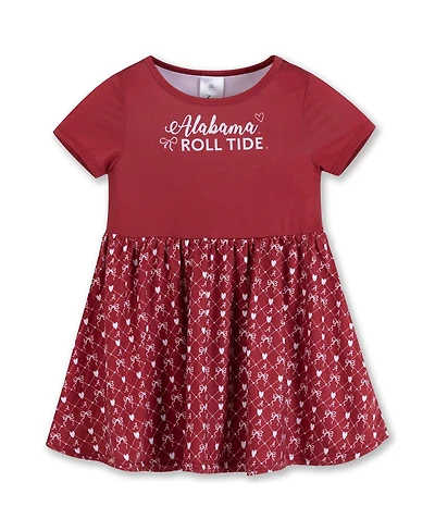 ZooZatz Girls Toddler Crimson Alabama Tide Short Sleeve Dress
