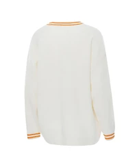 ZooZatz Women's Cream Tennessee Volunteers Striped Knit Button-Up Cardigan Sweater