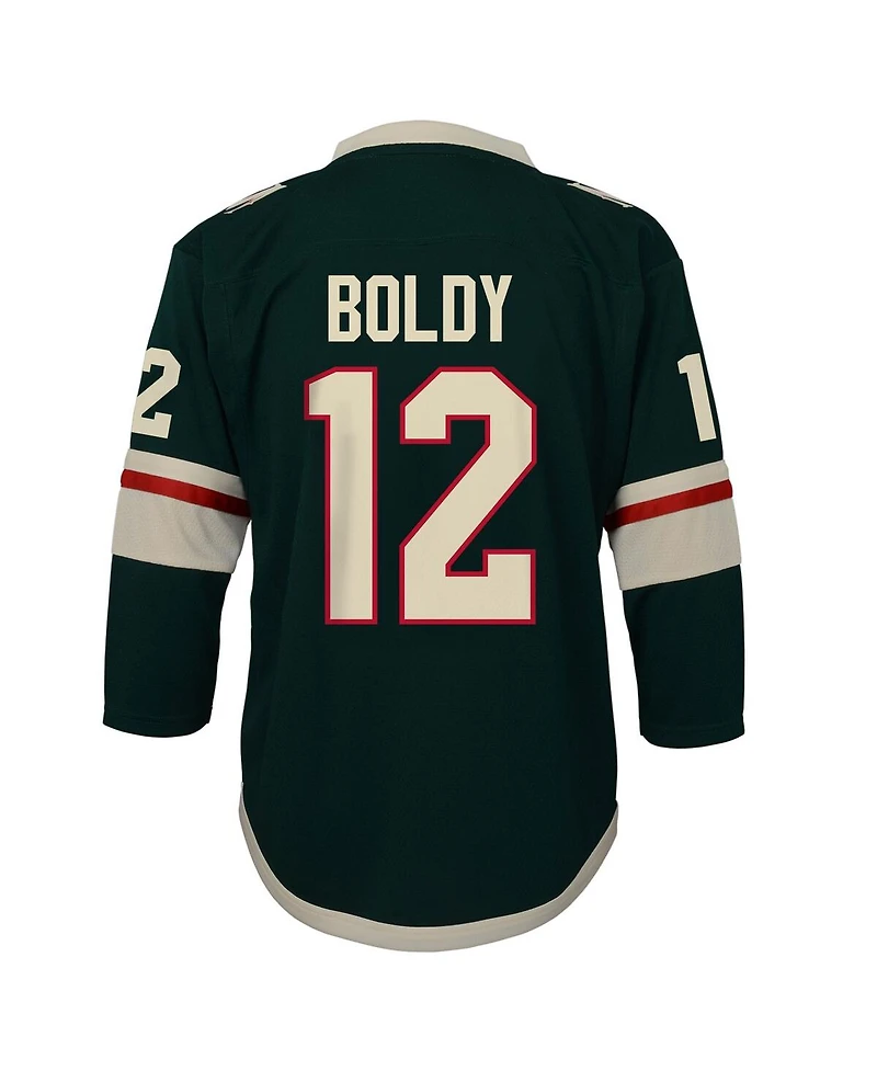 Outerstuff Big Boys and Girls Matthew Boldy Green Minnesota Wild Home Replica Jersey