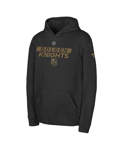 Outerstuff Big Boys and Girls Black Vegas Golden Knights Authentic Pro Wordmark Fleece Pullover Hoodie