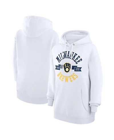 G-iii 4Her by Carl Banks Women's White Milwaukee Brewers City Graphic Pullover Hoodie